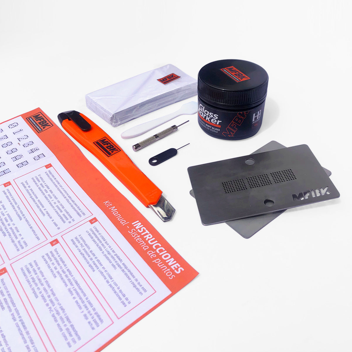 Kit de grabado de patentes en vidrio y espejo de autos con ácido - sistema de puntos - Ley 21601